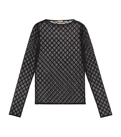 gucci black mesh top|gucci sweater tops.